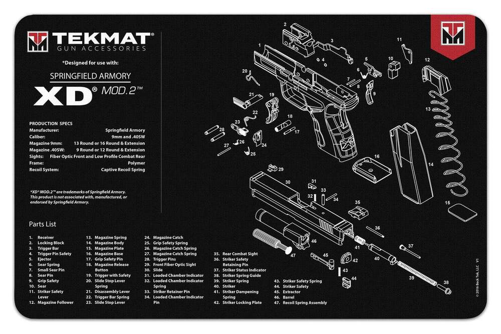 Cleaning Equipment GSM Ready Series Springfield Armory XD Mod.2 TekMat Gun Cleaning Mat 11x17