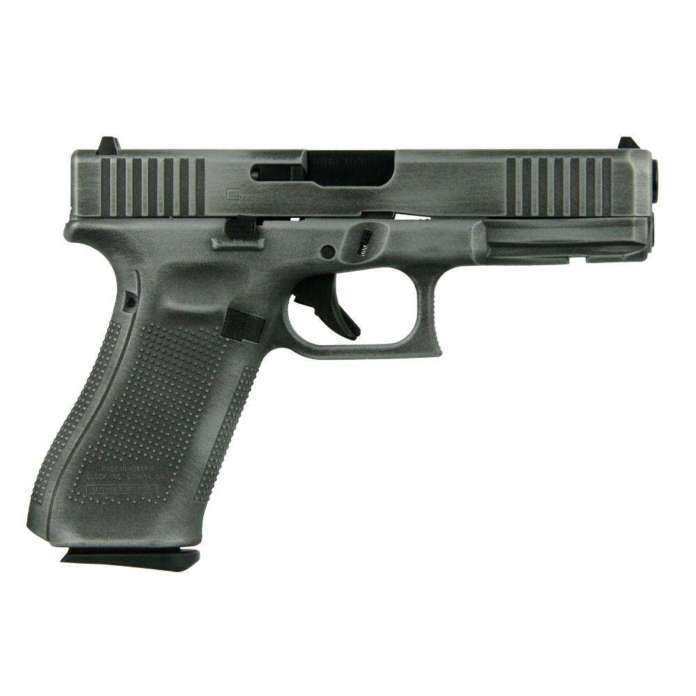 Handguns Glock Ready Series 9mm GLOCK G17 GEN5 9MM FXD W/FRONT SERRATIONS 17RD Crushed Silver Distressed