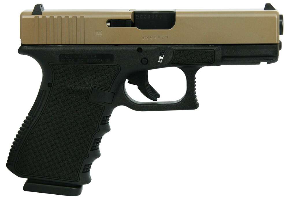 Handguns Glock Ready Series 9mm G19 Gen 3 9mm 4? 2/15rd mags Custom Chainmail Stippled Frame w FDE Slide