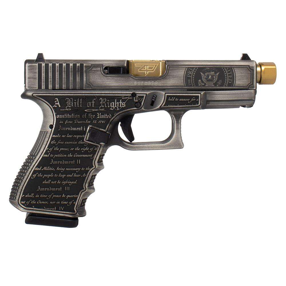 Handguns Glock Ready Series 9mm G19 GEN3 COMPACT 9MM 4" 2/15RD TRUMP 2024 CSD BLK ENG Gold Brl • Model: Ready Series