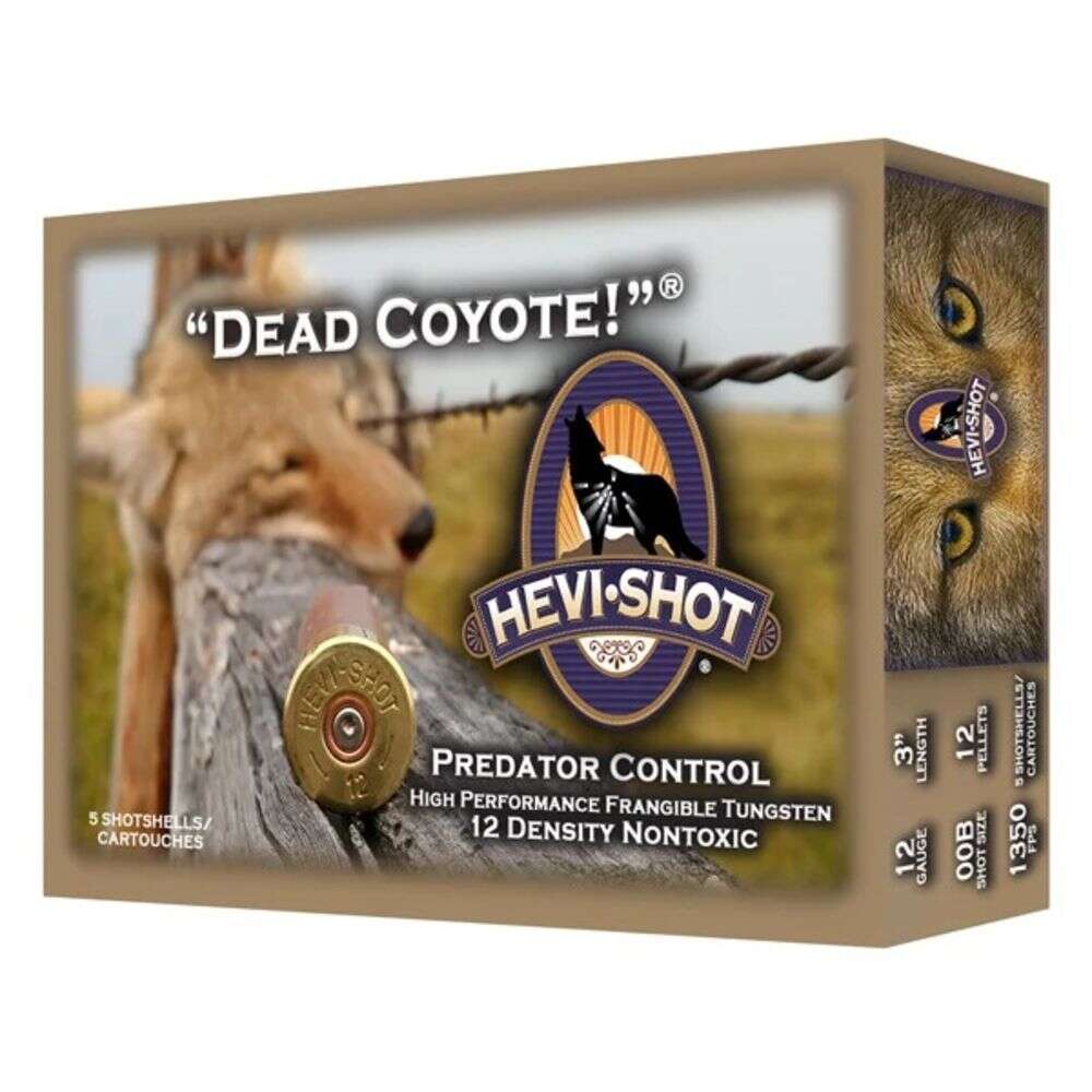 Ammunition HEVI Shot 4.50" 12Gauge3" DEAD COY 12GA 3IN 00B SHOT 1 3/8 OZ 5/BX