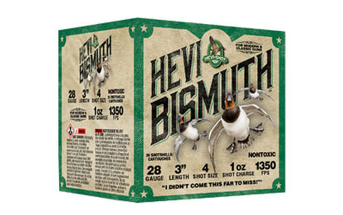 Ammunition HEVI Shot Hevi Bismuth 28Gauge HEVI BISMUTH 28GA 3" 1OZ #4 25/250 • Model: Hevi-Bismuth