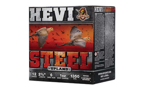 Ammunition HEVI Shot Hevi Steel Upland 12Gauge HEVI STL UPLND 12GA 2.75" #6 25/250 • Model: Hevi-Steel Upland