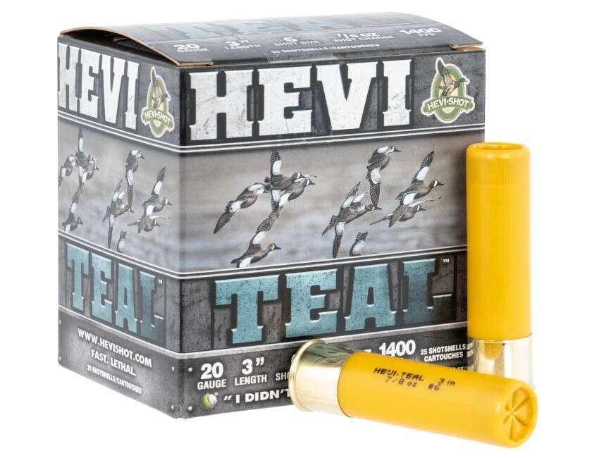 Ammunition HEVI Shot HEVI Shot 20Gauge3" HEVI TEAL 20GA 3" #6 25/250 • Model: HEVI-Shot