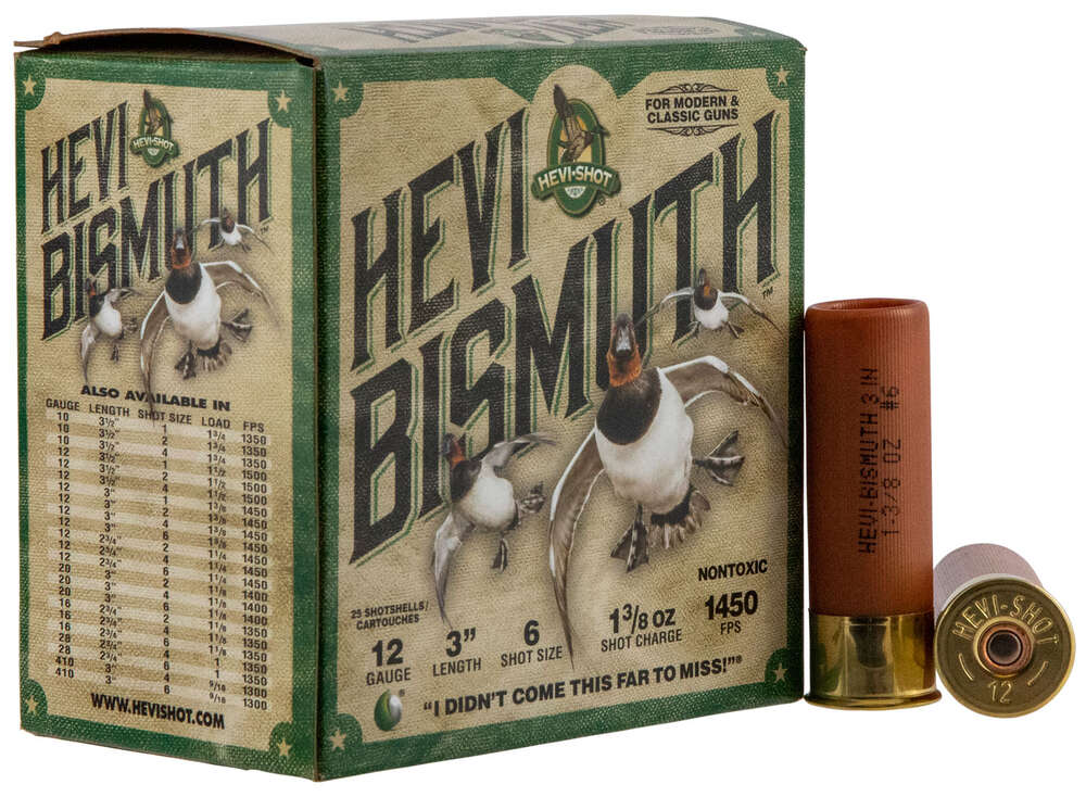 Ammunition HEVI Shot 1 3/8 oz 12Gauge HEVI HS14006 BISMUTH WF   12 3IN   6   13/8  25/10