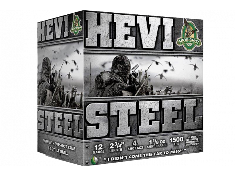 Ammunition HEVI Shot 1 1/8 oz 12Gauge HEVI HS61224 HEVI-STEEL   12 2.75  4   11/8  25/10