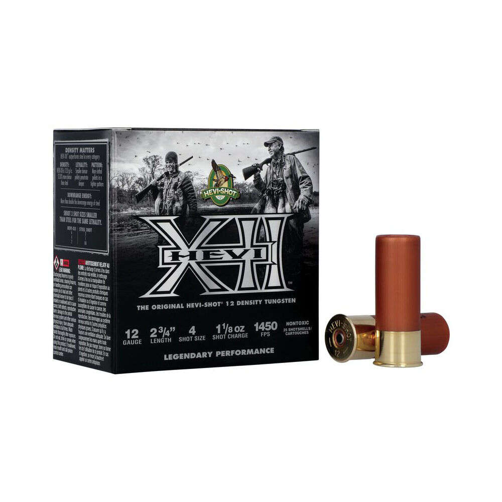 Ammunition HEVI Shot 1 1/8 oz 12Gauge HEVI HS51314 HEVI-XII     12 2.75 4SHT 11/8  25/10