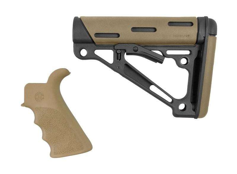 Grips Pads Stocks Hogue Ready Series AR-15/M-16 Kit - FG Beavertail Grip and OverMolded Stock Commercial FDE