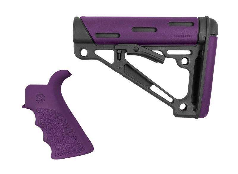 Grips Pads Stocks Hogue Ready Series HOGUE AR15/M16 Kit-FG Beavertail Grip/OverMolded Collapsible MIL PURPLE