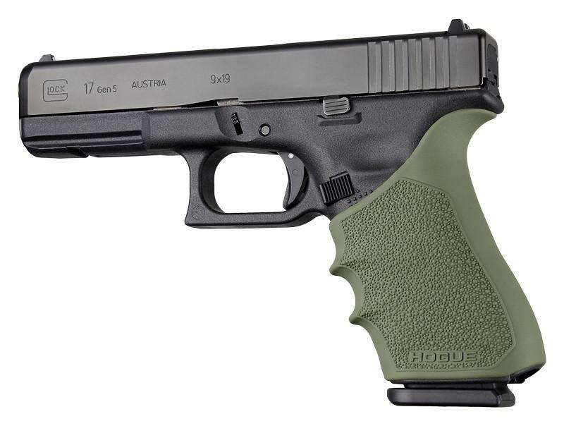 Grips Pads Stocks Hogue Ready Series HandAll Beavertail Grip Sleeve Glock 17 Gen 1-2-5 OD Green