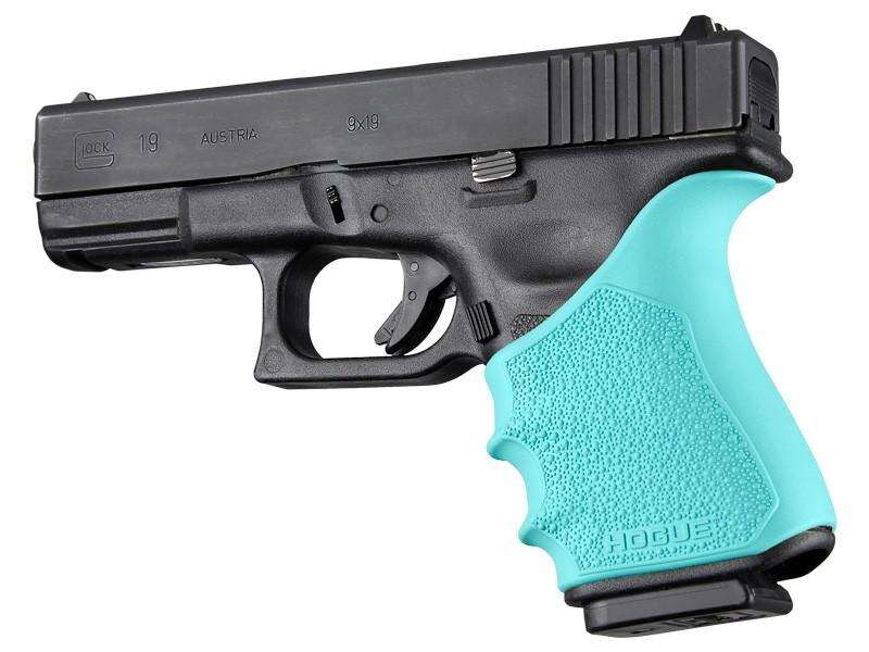 Grips Pads Stocks Hogue Ready Series HandAll Beavertail Grip Sleeve Glock 19 Gen 3-4 Aqua