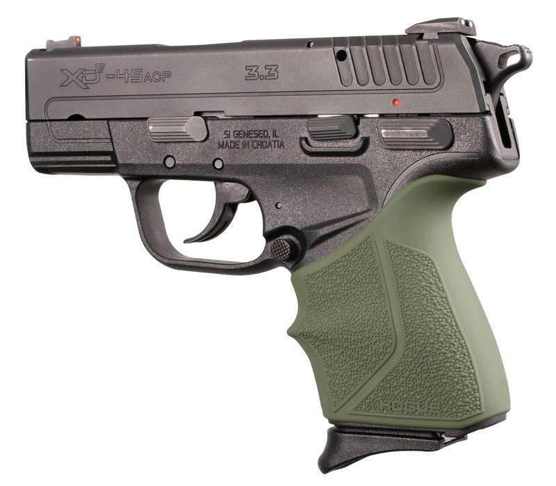 Grips Pads Stocks Hogue Ready Series Springfield Armory XD-E 9mm/.45ACP: HandALL Beavertail Grip Sleeve - OD Gre