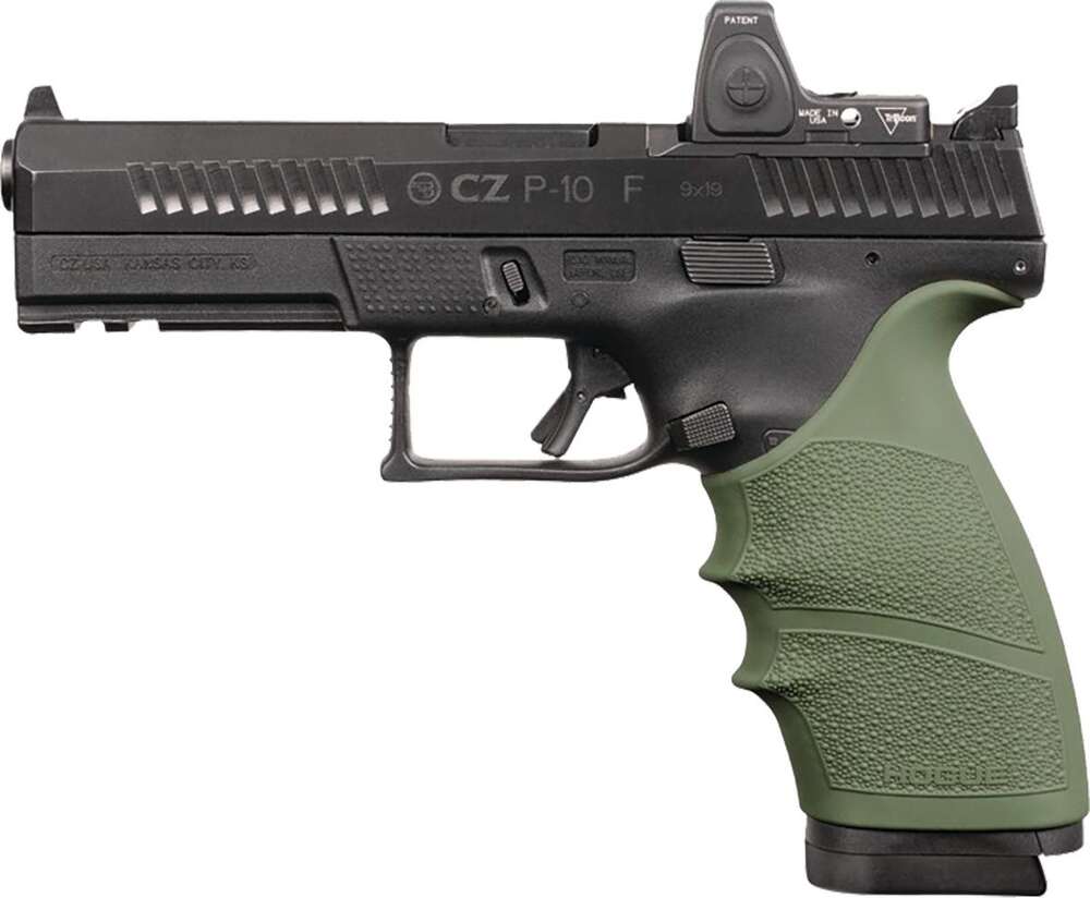 Grips Pads Stocks Hogue Ready Series HandAll Beavertail Grip Sleeve CZ P-10 Full Size 9mm OD Green