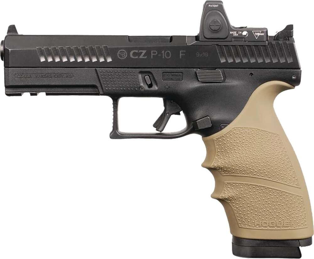 Grips Pads Stocks Hogue Ready Series HandAll Beavertail Grip Sleeve CZ P-10 Full Size 9mm FDE