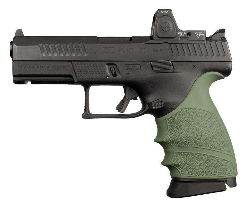 Grips Pads Stocks Hogue Ready Series HandAll Beavertail Grip Sleeve CZ P-10 Compact 9mm OD Green