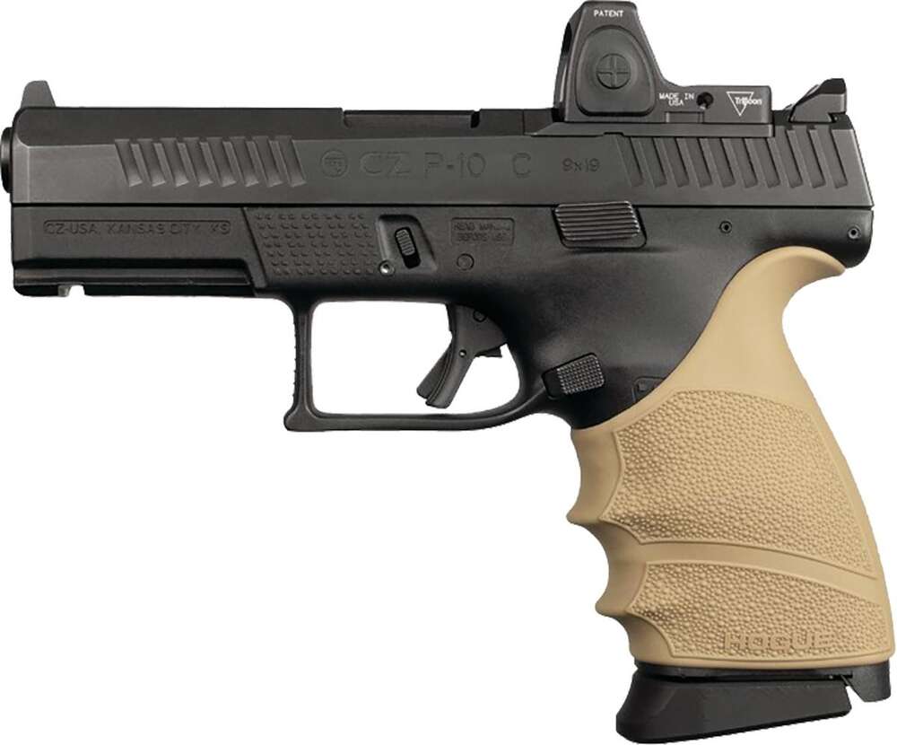 Grips Pads Stocks Hogue Ready Series HandAll Beavertail Grip Sleeve CZ P-10 Compact 9mm FDE