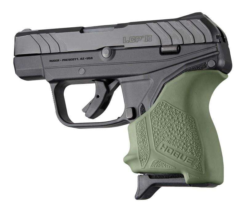 Grips Pads Stocks Hogue Ready Series HandAll Beavertail Grip Sleeve Ruger LCP II OD Green