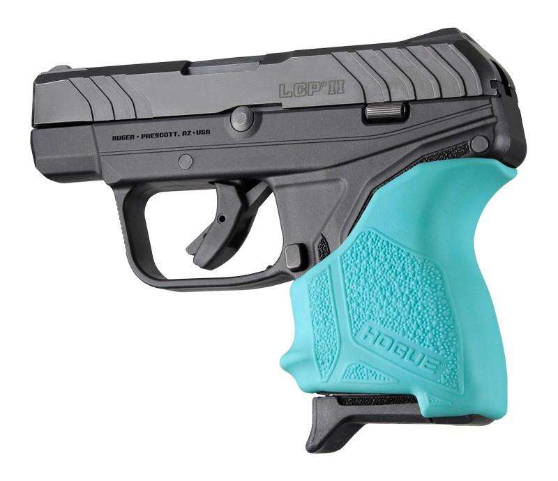 Grips Pads Stocks Hogue Ready Series HandAll Beavertail Grip Sleeve Ruger LCP II Aqua