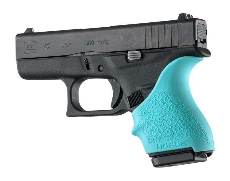 Grips Pads Stocks Hogue Ready Series HandAll Beavertail Grip Sleeve Glock 42 43 Aqua