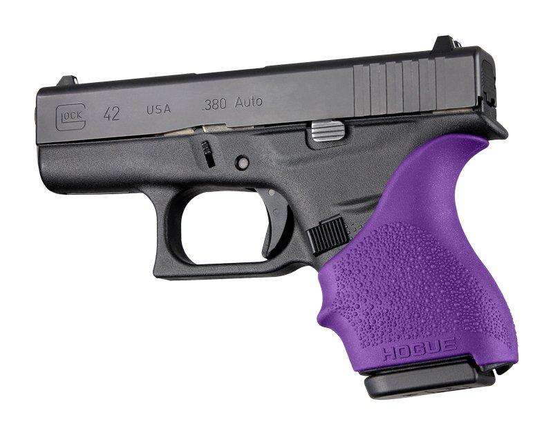 Grips Pads Stocks Hogue Ready Series HandAll Beaver Tail Grip Sleeve Glock 42 43 Purple