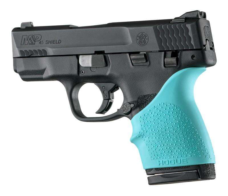 Grips Pads Stocks Hogue Ready Series HandAll Beavertail Grip Sleeve S&W M&P Shield 45 Kahr P9/P40/CW9/CW40 Aqua