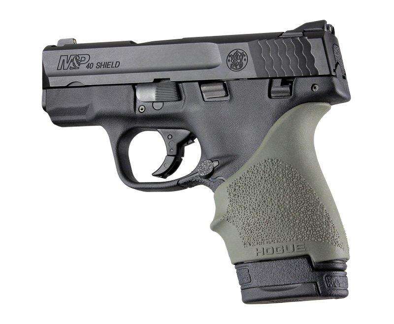 Grips Pads Stocks Hogue Ready Series HandAll Beaver Tail Grip Sleeve S&W M&P Shield Ruger LC9 OD Green