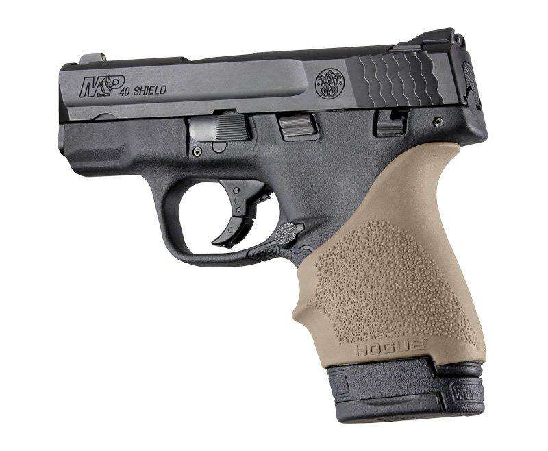 Grips Pads Stocks Hogue Ready Series HandAll Beaver Tail Grip Sleeve S&W M&P Shield Ruger LC9 FDE