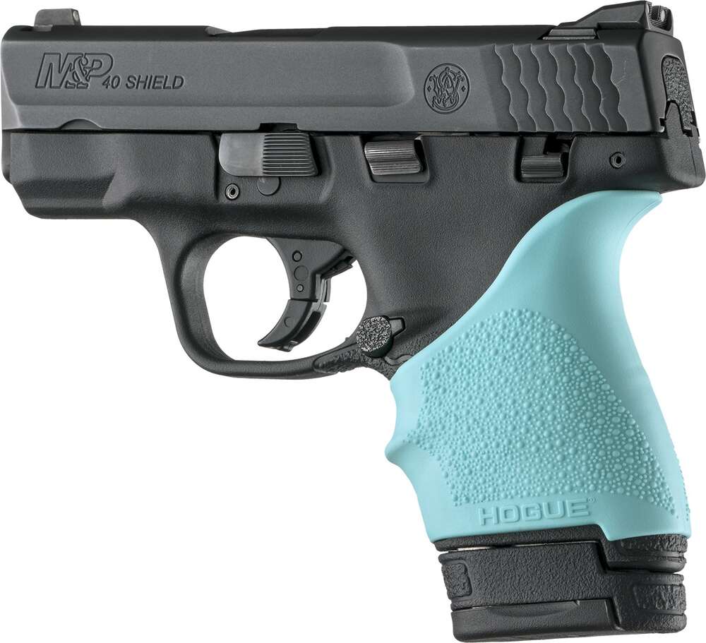 Grips Pads Stocks Hogue Ready Series HandAll Beavertail Grip Sleeve S&W M&P Shield Ruger LC9 Aqua