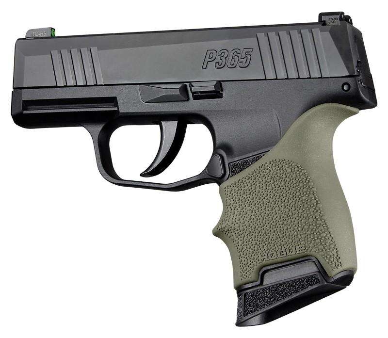 Grips Pads Stocks Hogue Ready Series HandAll Beavertail Grip Sleeve Sig Sauer P365 OD Green