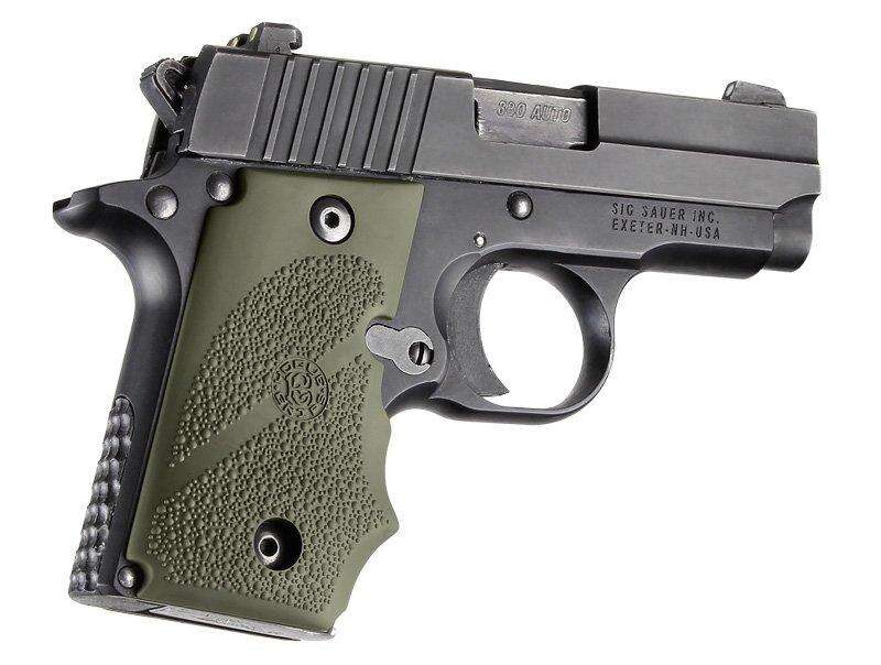 Grips Pads Stocks Hogue Ready Series HOGUE RUBBER GRIP SIG P238 W/Finger Grooves OD Green