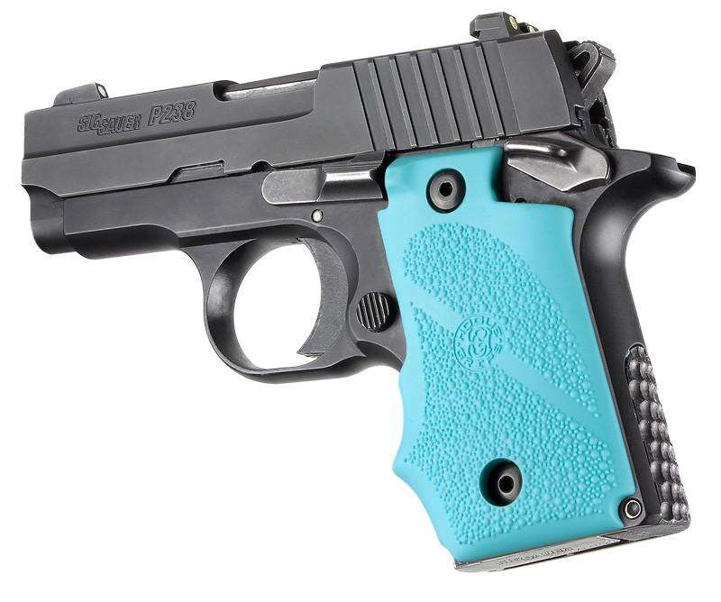 Grips Pads Stocks Hogue Ready Series SIG Sauer P238 Rubber Grip with Finger Grooves Aqua