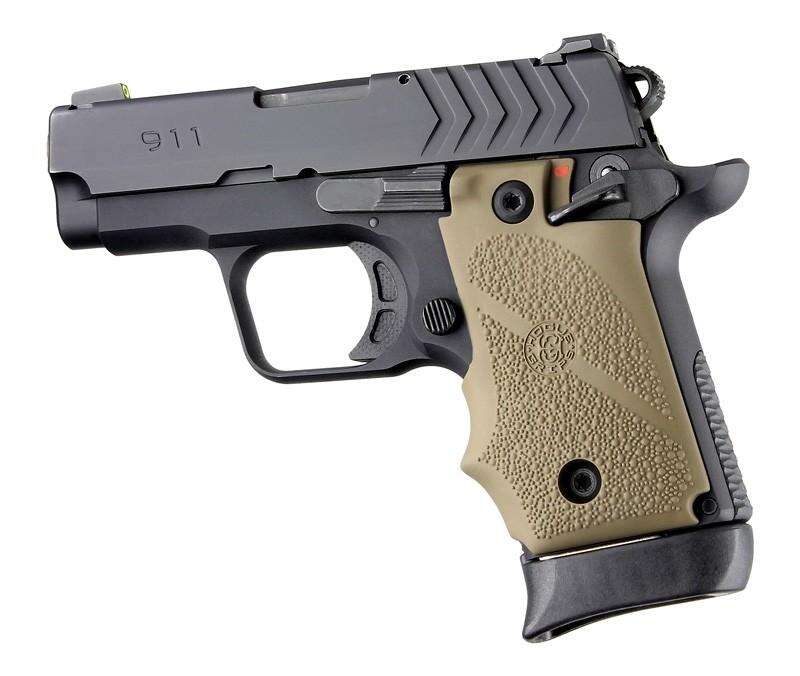 Grips Pads Stocks Hogue Ready Series Springfield Armory 911 .380 Ambi Safety Rubber Grip w/FG FDE