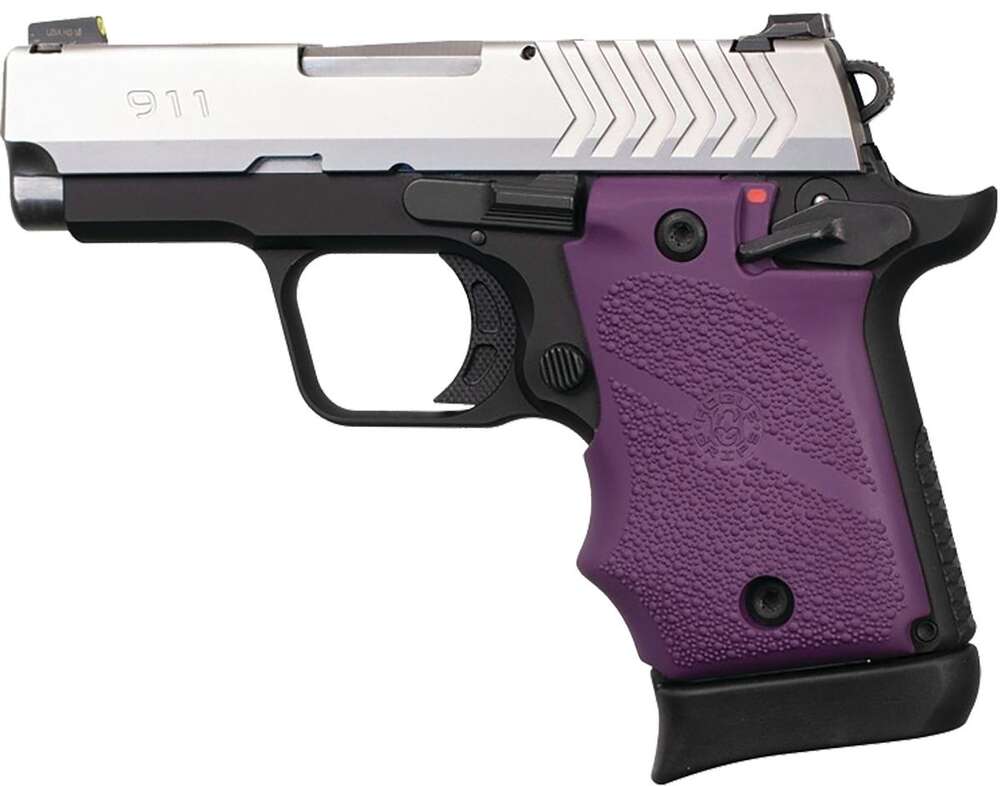 Grips Pads Stocks Hogue Ready Series Springfield Armory 911 9mm Ambi Safety Rubber Grip w/FG Purple