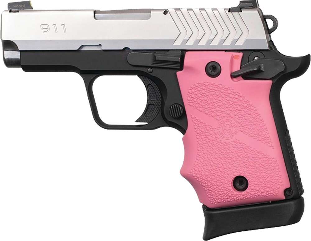 Grips Pads Stocks Hogue Ready Series Springfield Armory 911 9mm Ambi Safety Rubber Grip w/FG Pink