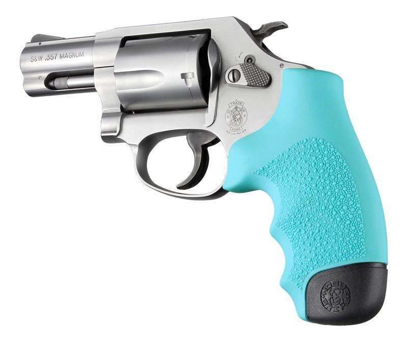 Grips Pads Stocks Hogue Ready Series S&W J Frame Round Butt Rubber Monogrip Aqua