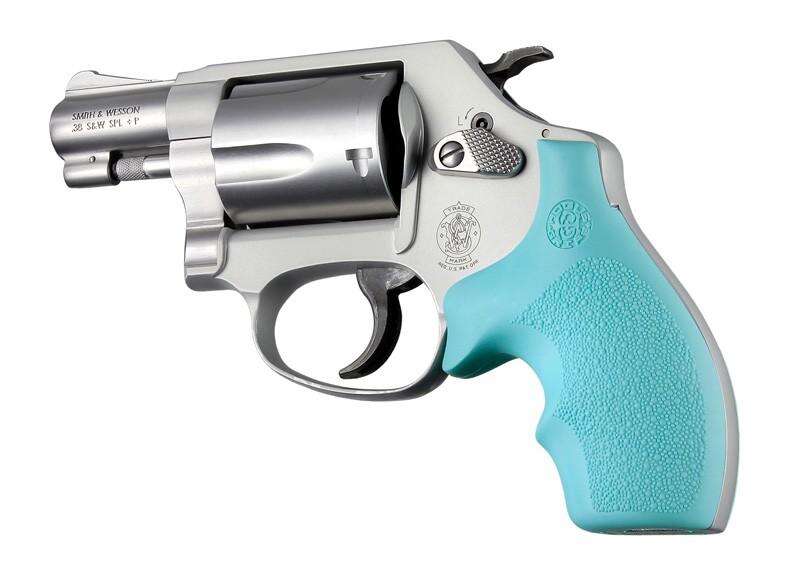 Grips Pads Stocks Hogue Ready Series S&W J Frame Round Butt Rubber Bantam Style Grip Aqua