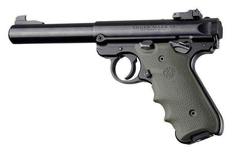 Grips Pads Stocks Hogue Ready Series Ruger MKIV Rubber Grip with Finger Grooves OD Green