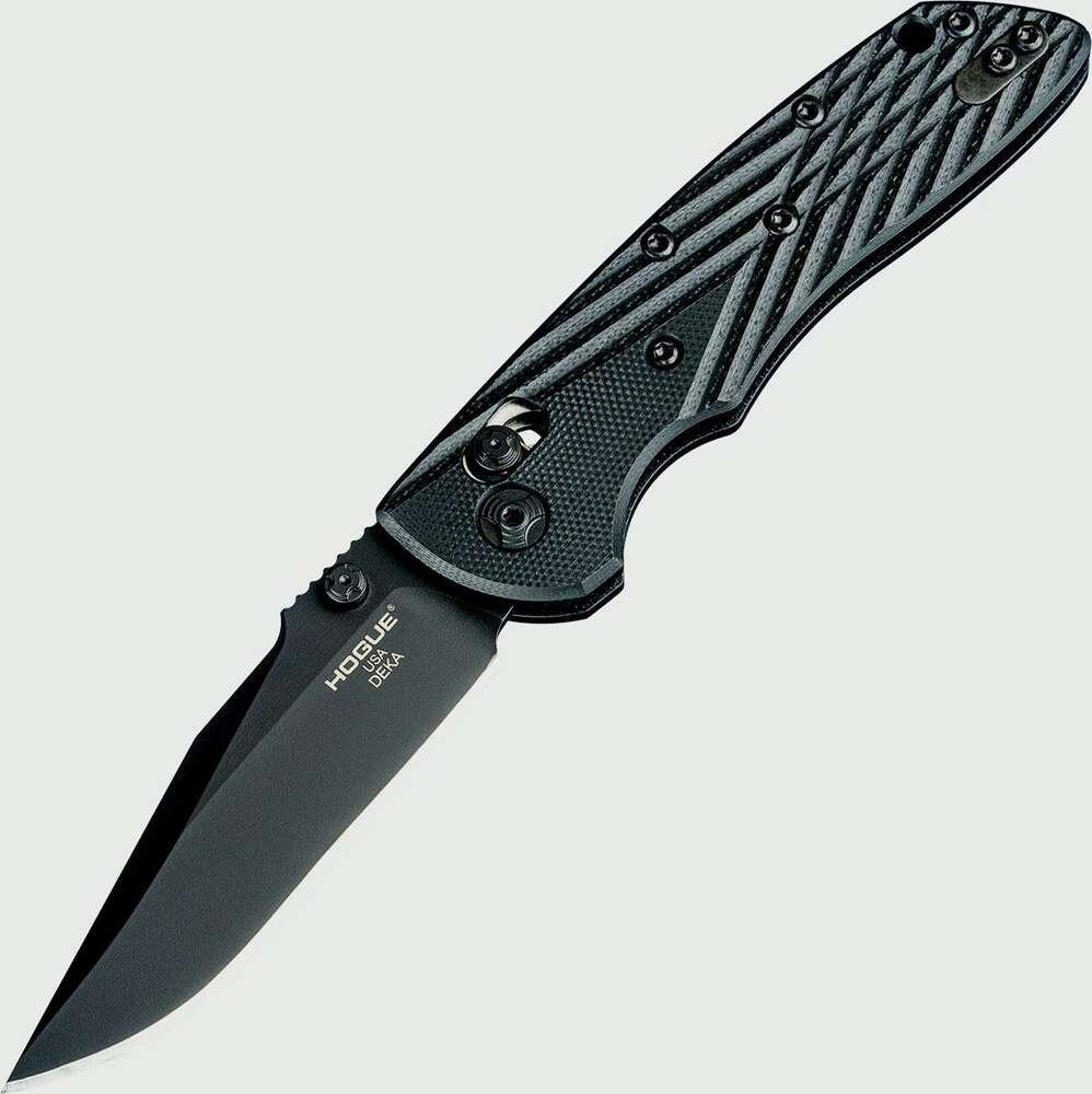 Knives Hogue Ready Series Hogue Knives Deka Folding Drop Point Knife Black G10 (3.25" Black)