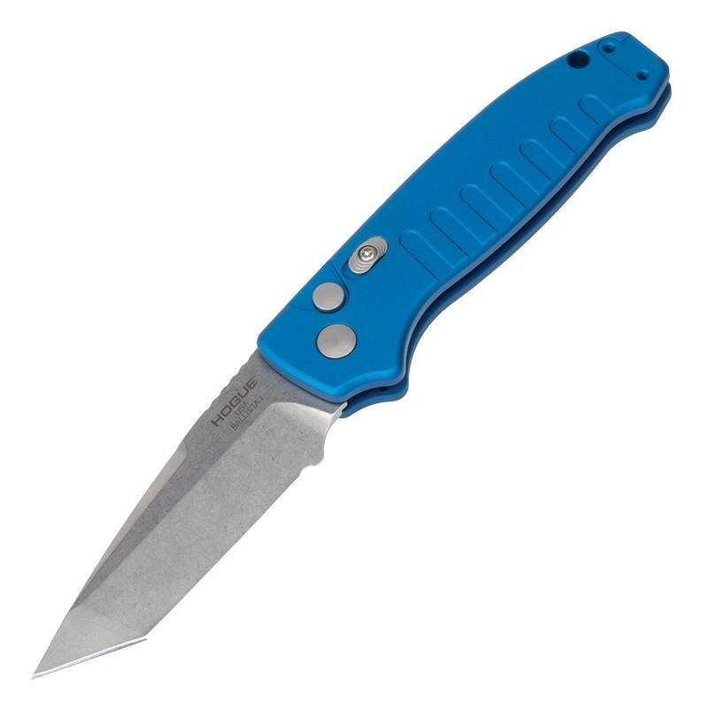 Knives Hogue Ready Series Hogue Ballista-I 3.5 Button Lock Auto Tanto Tumb Blue