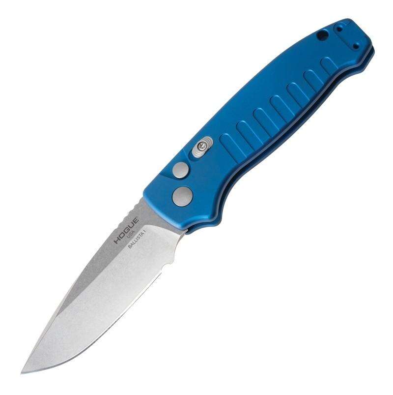 Knives Hogue Ready Series Hogue Ballista-I 3.5 Button Lock Auto Drop Point Tumb Blue