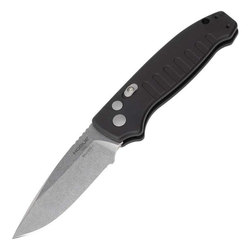 Knives Hogue Ready Series Hogue Ballista-I 3.5 Button Lock Auto Drop Point Tumb Blk