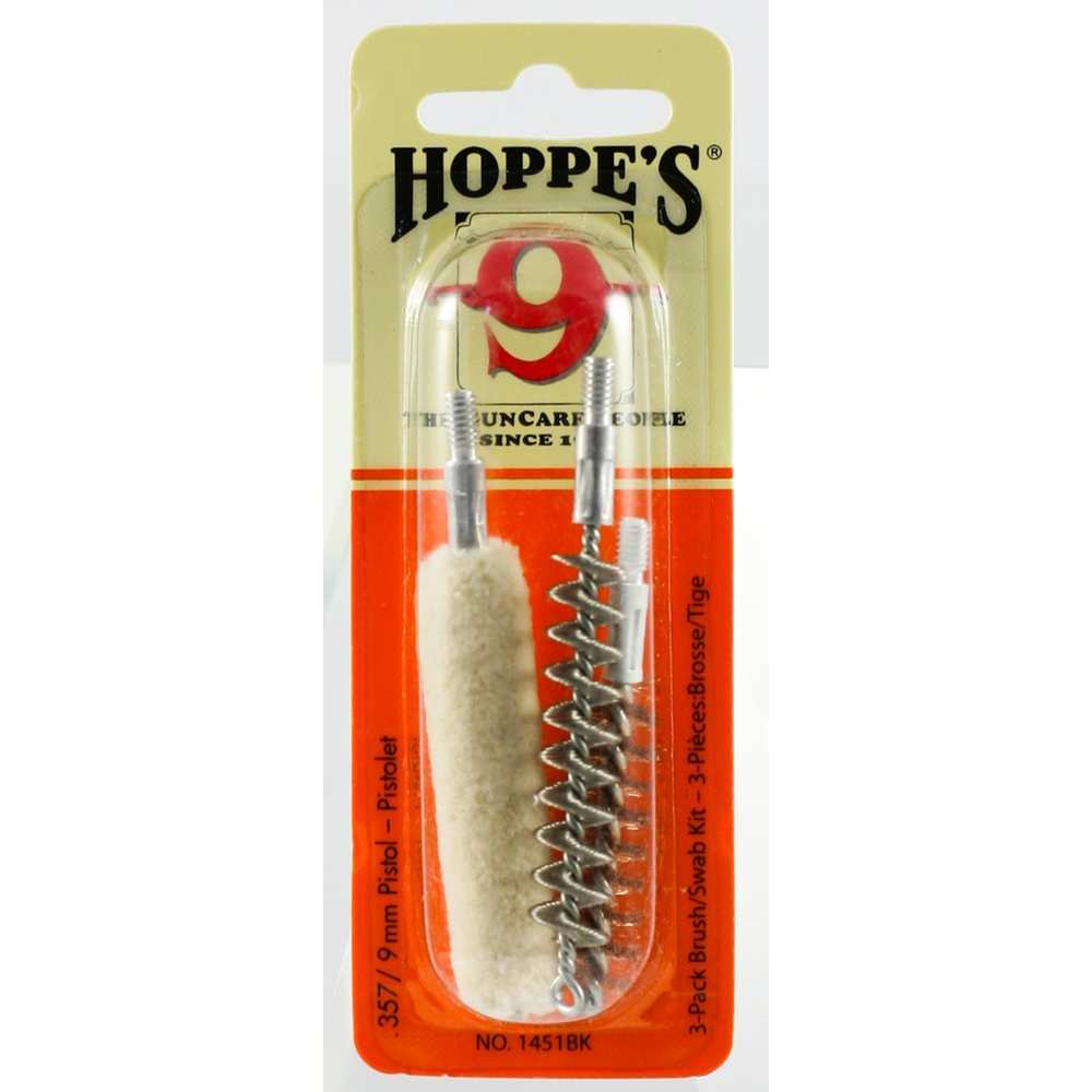 Cleaning Equipment Hoppes Ready Series HOPPES 3-PACK BRUSH/SWAB KIT .357/9MM