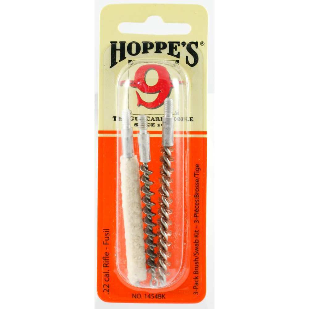 Cleaning Equipment Hoppes Ready Series HOPPES 3-PACK BRUSH/SWAB KIT .22 RIFLE