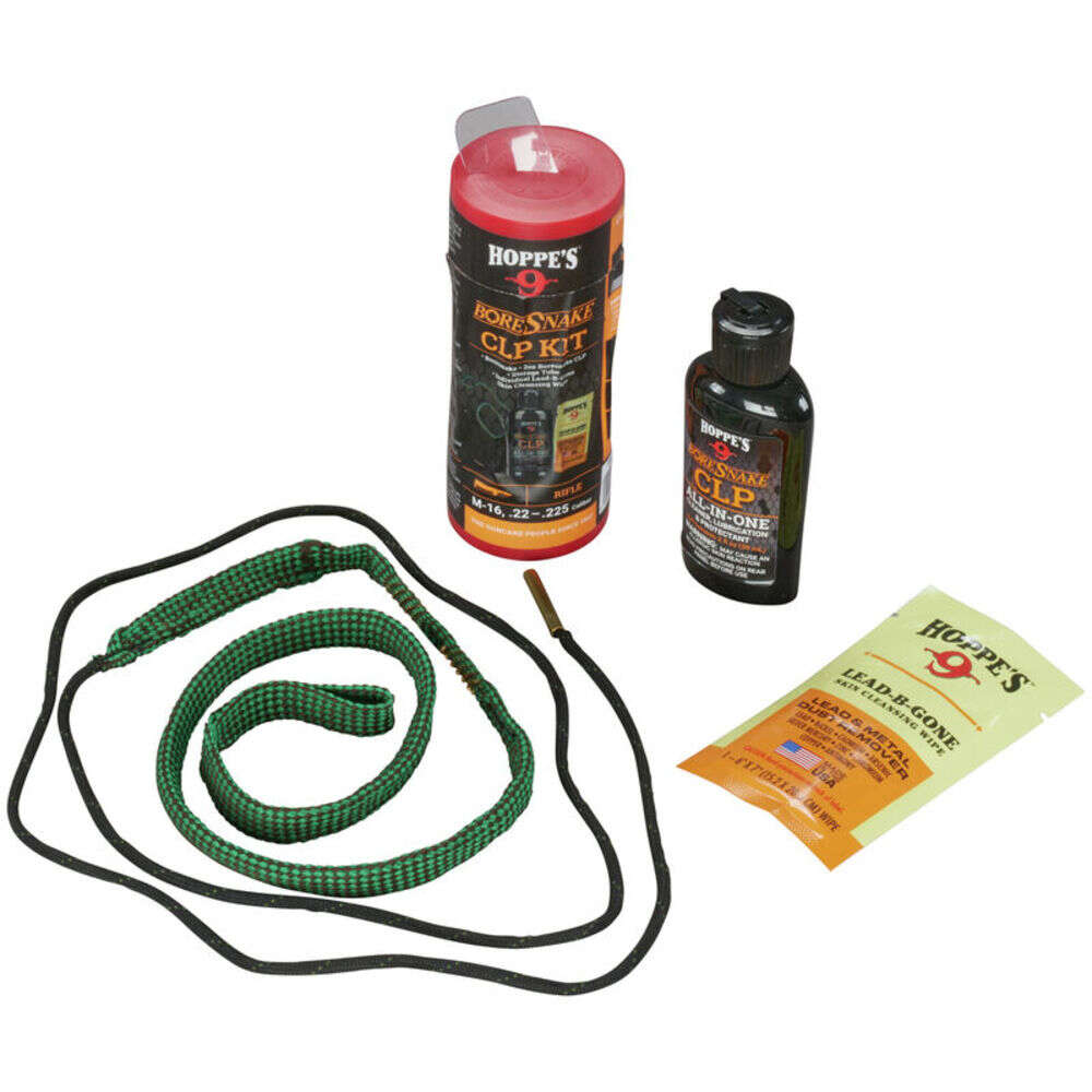 Cleaning Equipment Hoppes Ready Series Boresnake w/ CLP Cleaning Kit .22/.223 Rifle Clam