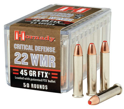 Ammunition Hornady Critical Defense 22WMR HRNDY CD 22WMR 45GR FTX 50/2000