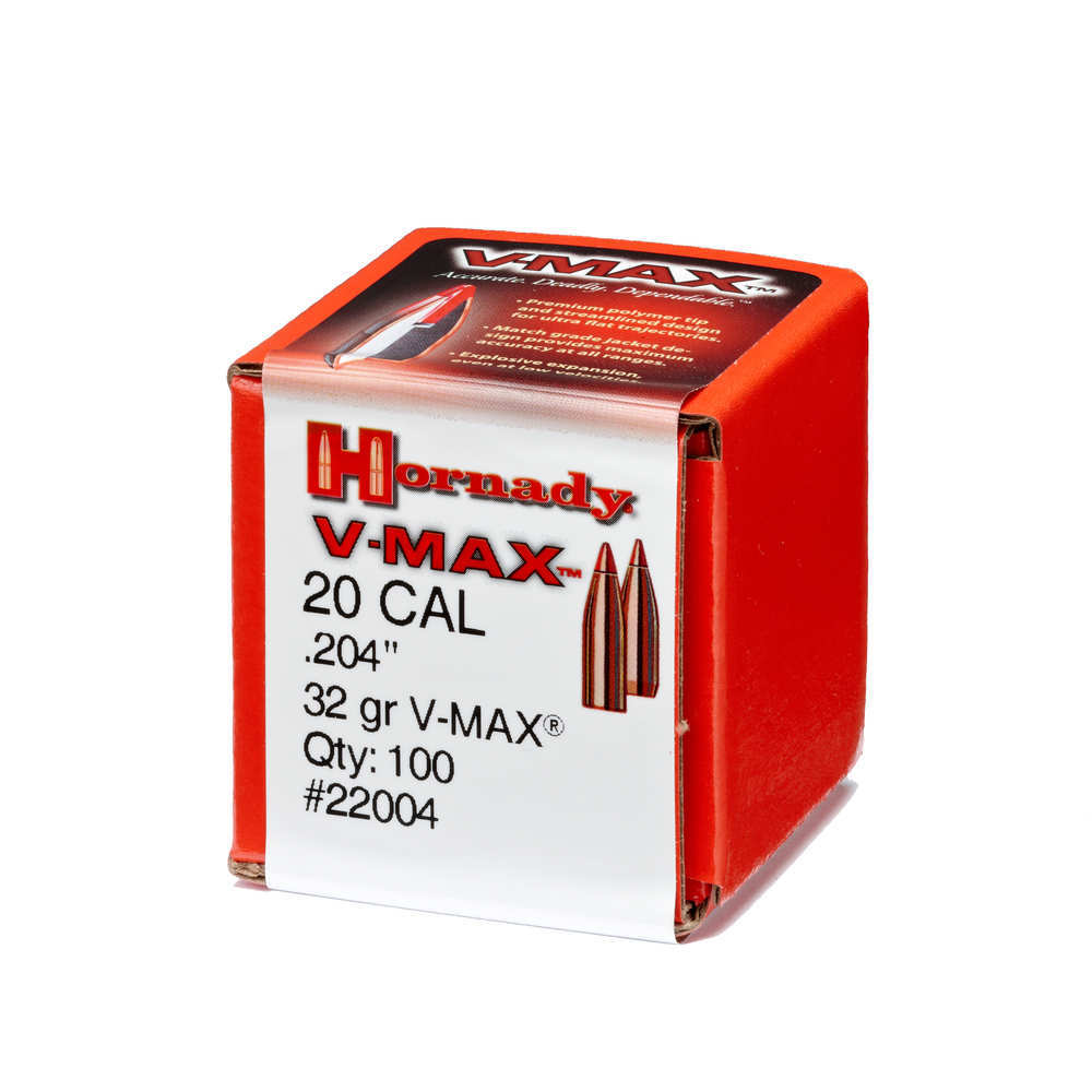 Ammunition Hornady 4.50" BULLET 20 CAL 204 32GR V-MAX 100/BX