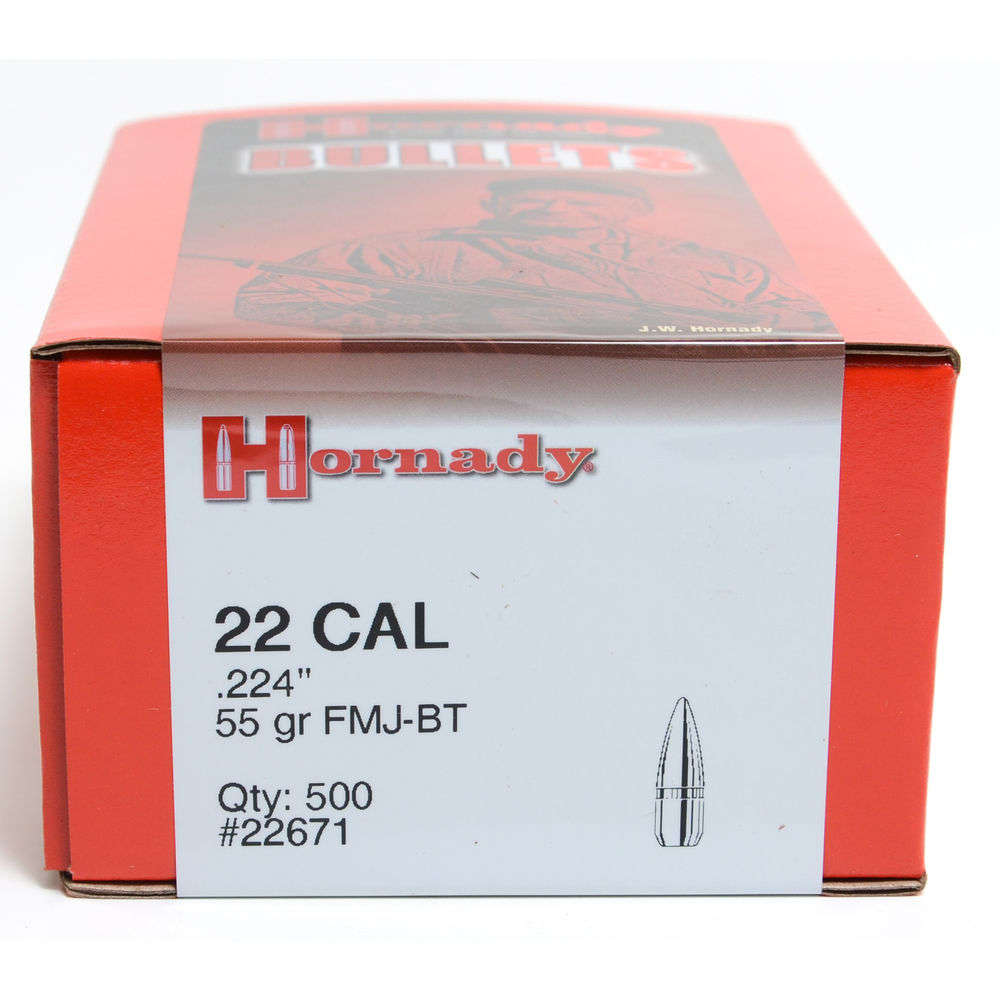 Ammunition Hornady 4.50" BULLET 22 CAL 224 55GR FMJ-BT W/C 500/BX