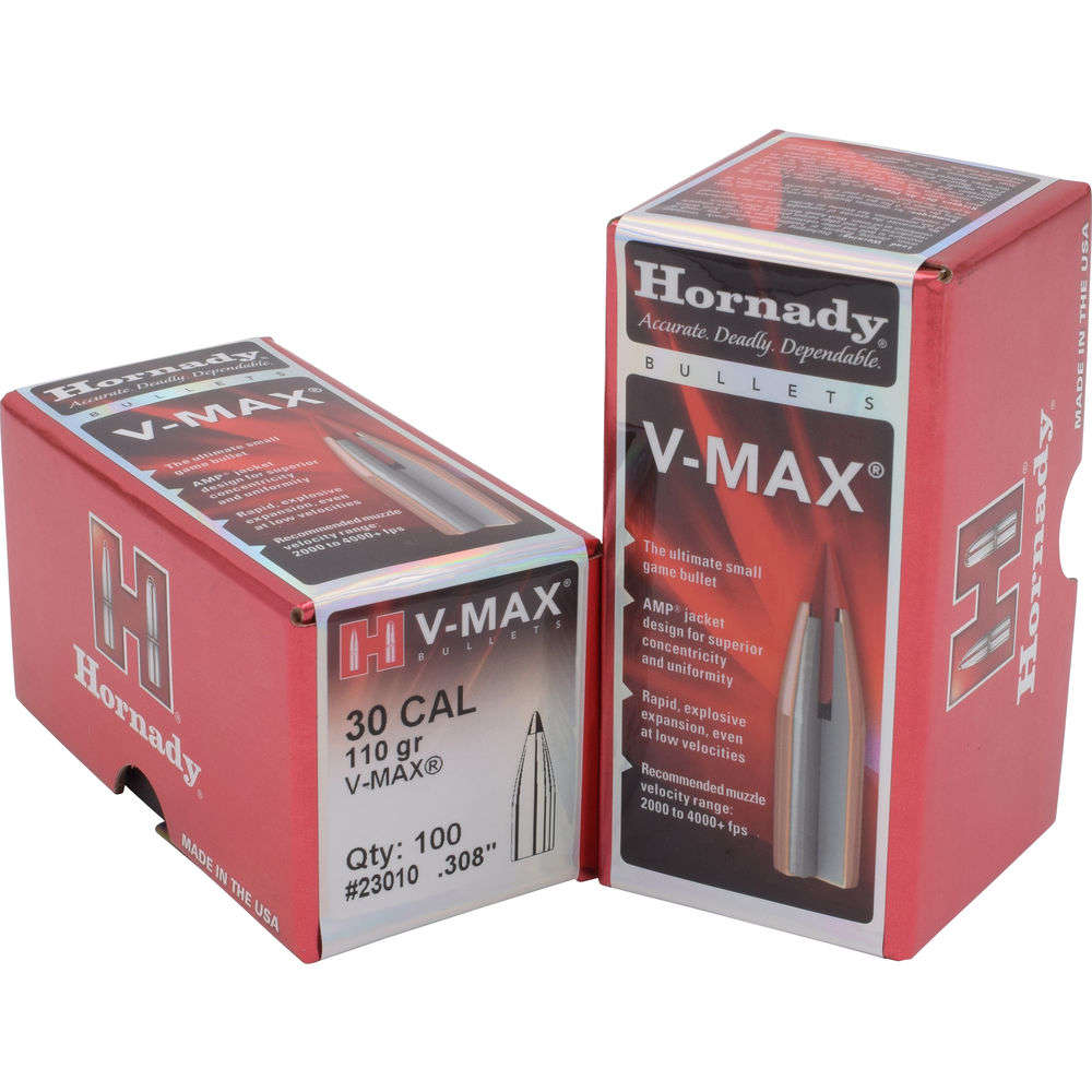 Ammunition Hornady 4.50" BULLET 30 CAL 308 110 GR V-MAX 100/BX