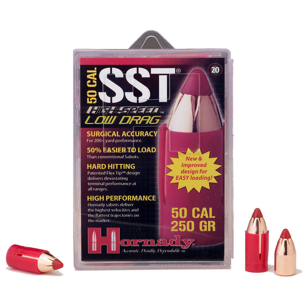 Ammunition Hornady 4.50" 50Caliber BULLET/SABOT 50 CAL LD 250GR SST 20/BX