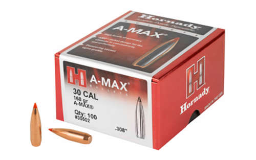 Ammunition Hornady A Max HRNDY MATCH A-MAX 30CAL 168GR 100CT • Model: A-Max